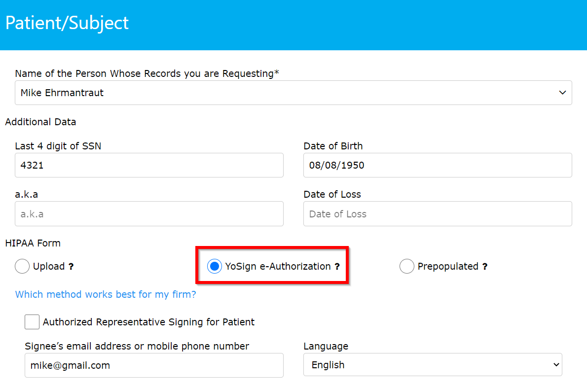 Select YoSign for e-Authorization